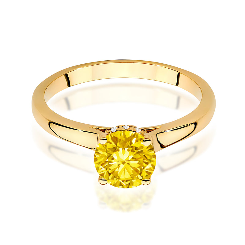 Inel Aur 9K cu Diamante Galbene de Laborator 1.07 ct, imaginea 2 din 8