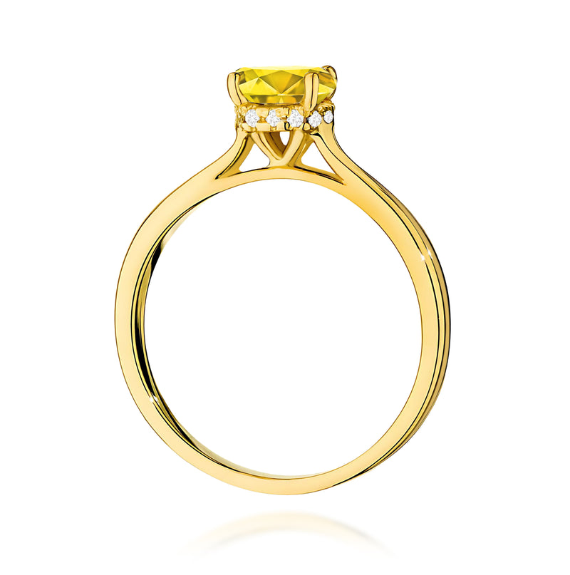 Inel Aur 9K cu Diamante Galbene de Laborator 1.07 ct, imaginea 3 din 8
