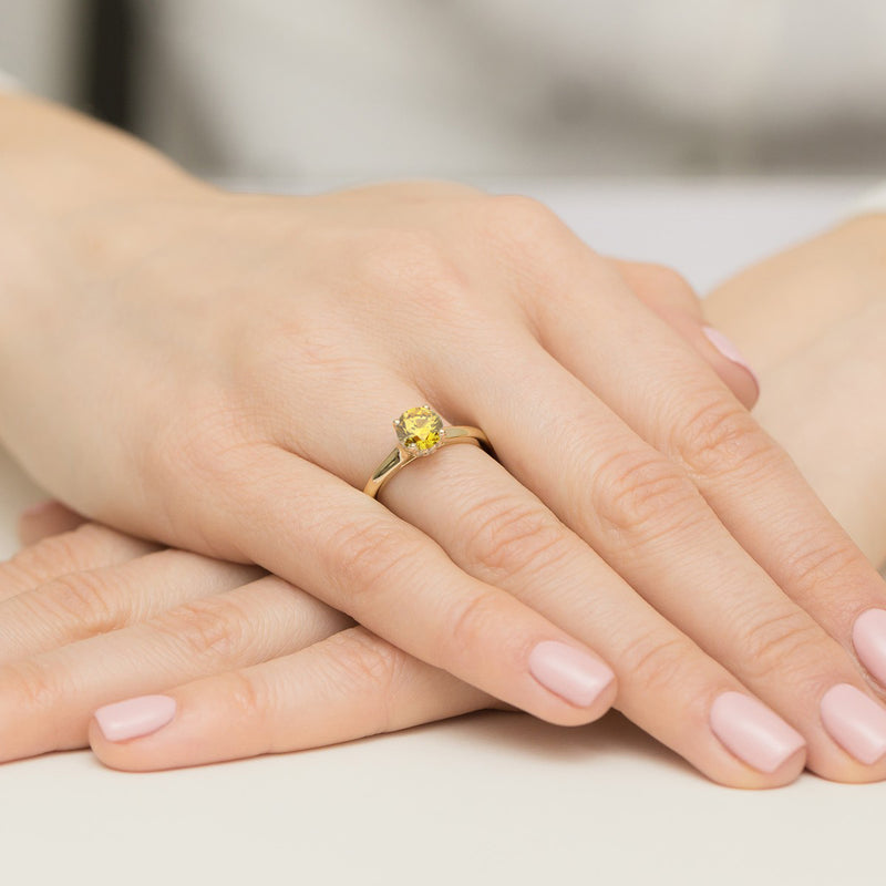 Inel Aur 9K cu Diamante Galbene de Laborator 1.07 ct, imaginea 4 din 8