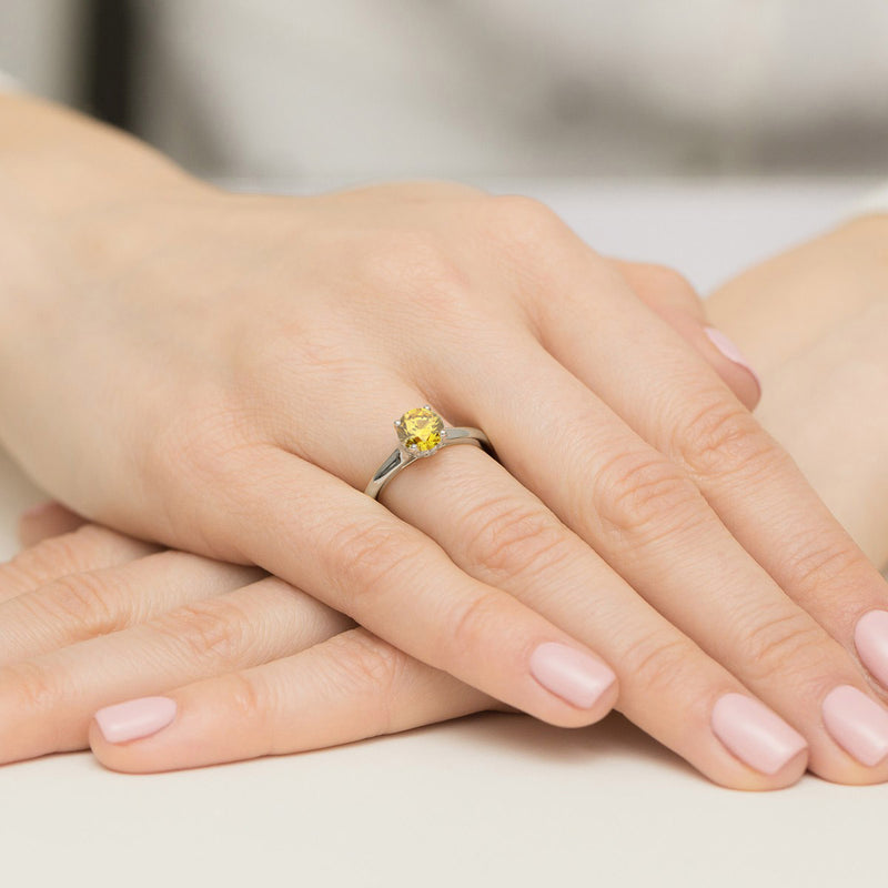 Inel Aur 9K cu Diamante Galbene de Laborator 1.07 ct, imaginea 8 din 8