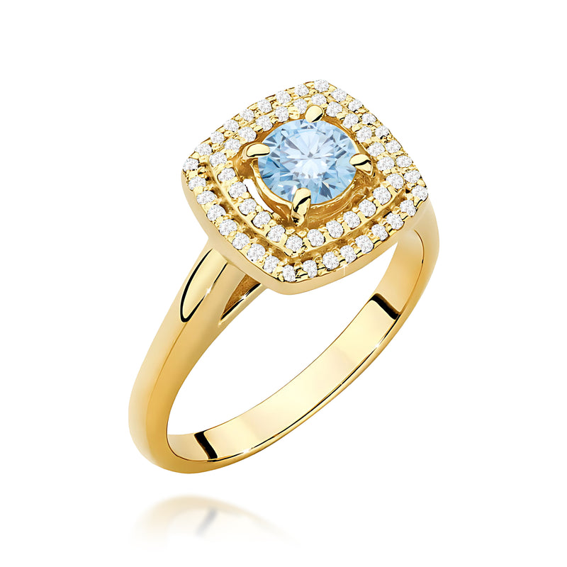 Inel Aur 9K cu Diamante Albastre de Laborator 0.78 ct — Aur galben