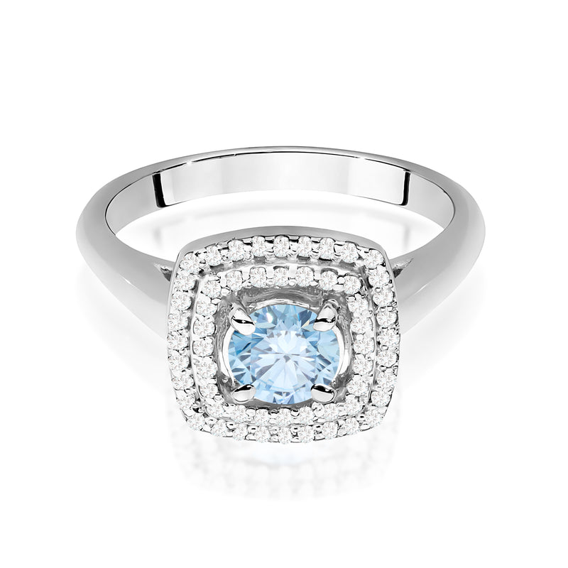 Inel Aur 9K cu Diamante Albastre de Laborator 0.78 ct, imaginea 6 din 8