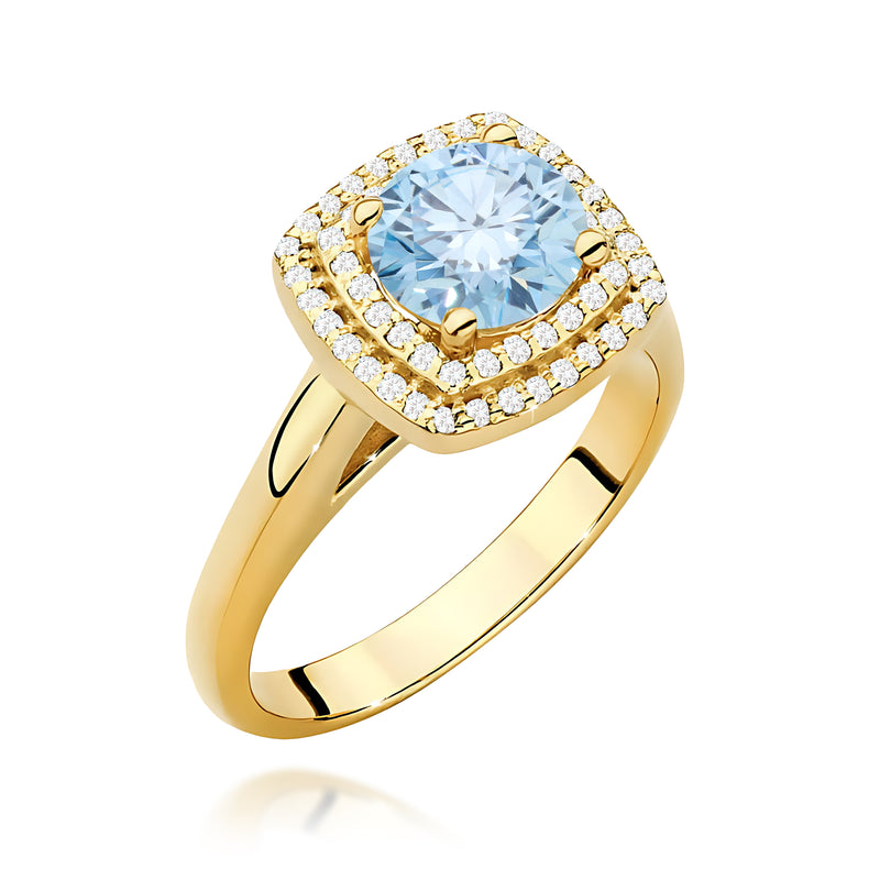 Inel Aur 9K cu Diamante Albastre de Laborator 1.28 ct — Aur galben