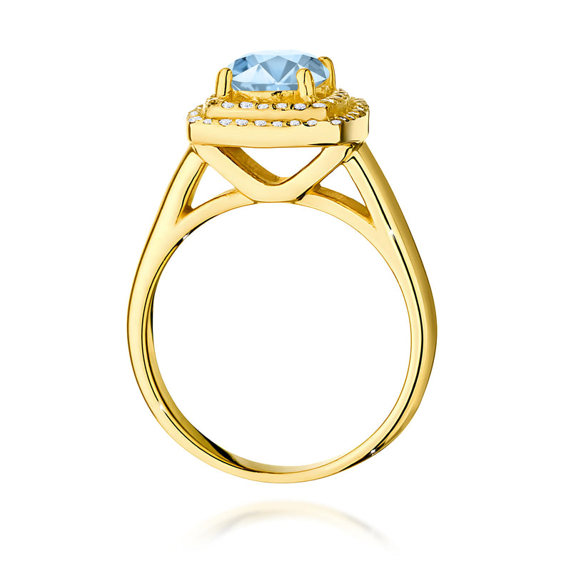 Inel Aur 9K cu Diamante Albastre de Laborator 1.28 ct, imaginea 3 din 8