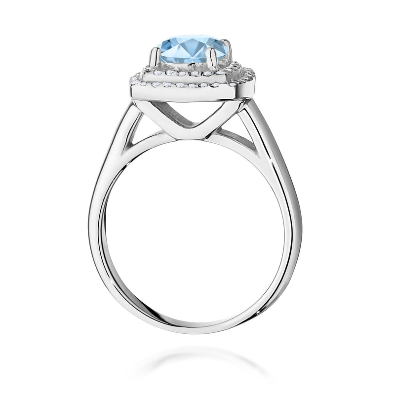 Inel Aur 9K cu Diamante Albastre de Laborator 1.28 ct, imaginea 7 din 8