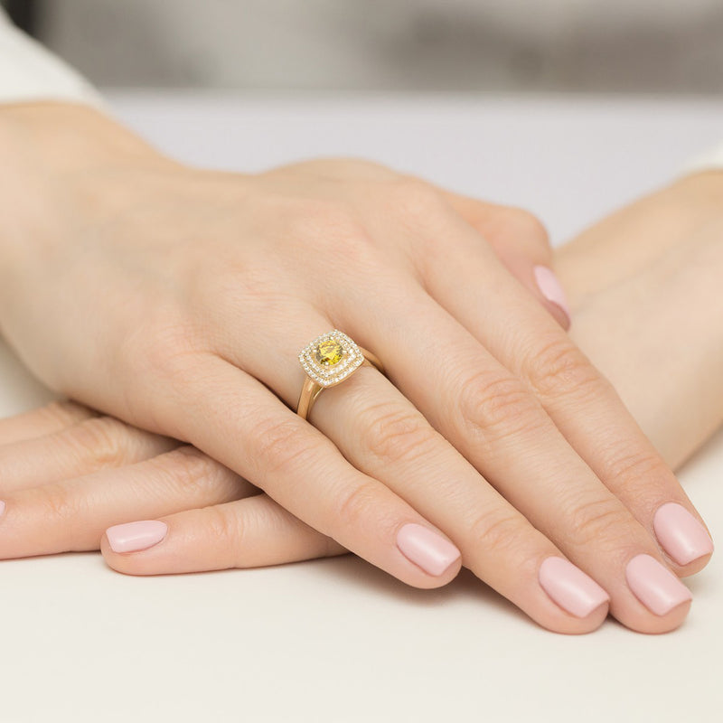 Inel Aur 9K cu Diamante Galbene de Laborator 0.78 ct, imaginea 4 din 8