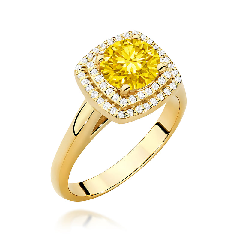 Inel Aur 9K cu Diamante Galbene de Laborator 1.28 ct — Aur galben