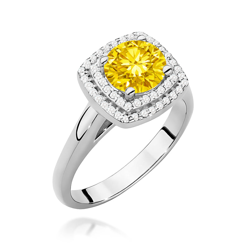 Inel Aur 9K cu Diamante Galbene de Laborator 1.28 ct, imaginea 5 din 8