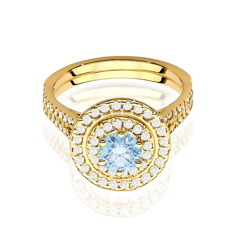 Inel Aur 9K cu Diamante Albastre de Laborator 1.11 ct, imaginea 2 din 8