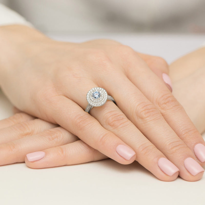 Inel Aur 9K cu Diamante Albastre de Laborator 1.11 ct, imaginea 8 din 8