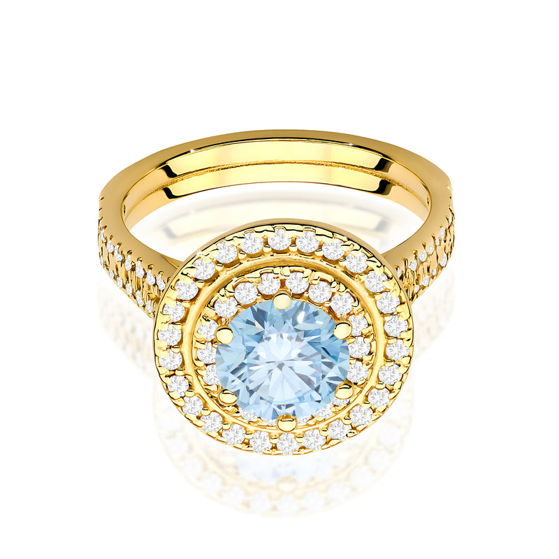 Inel Aur 9K cu Diamante Albastre de Laborator 1.63 ct, imaginea 2 din 8