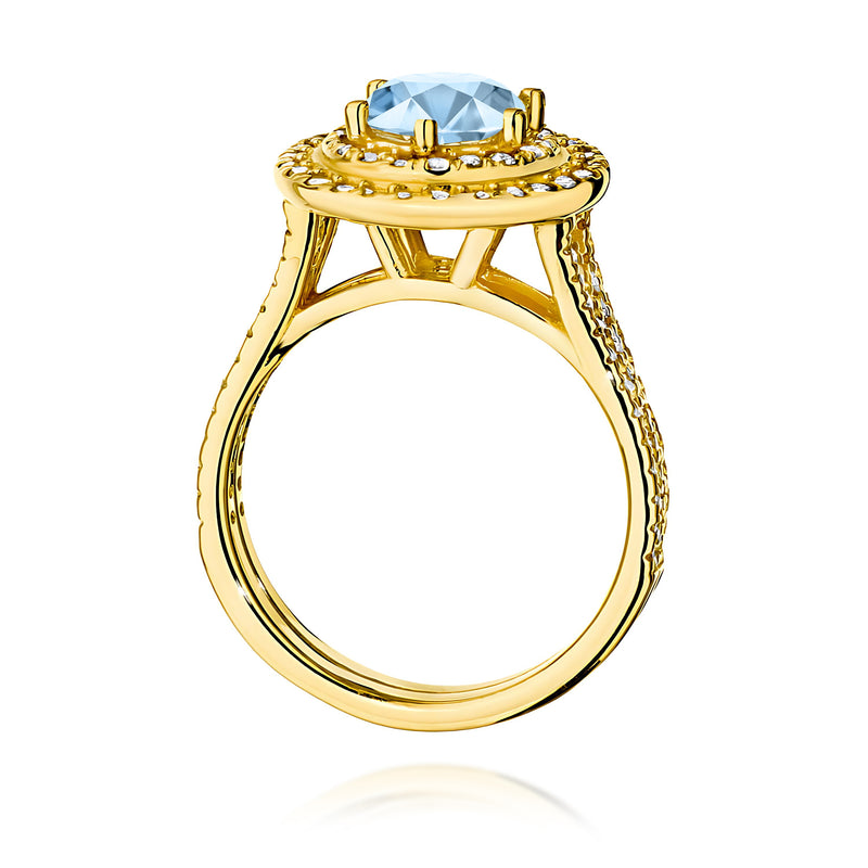 Inel Aur 9K cu Diamante Albastre de Laborator 1.63 ct, imaginea 3 din 8