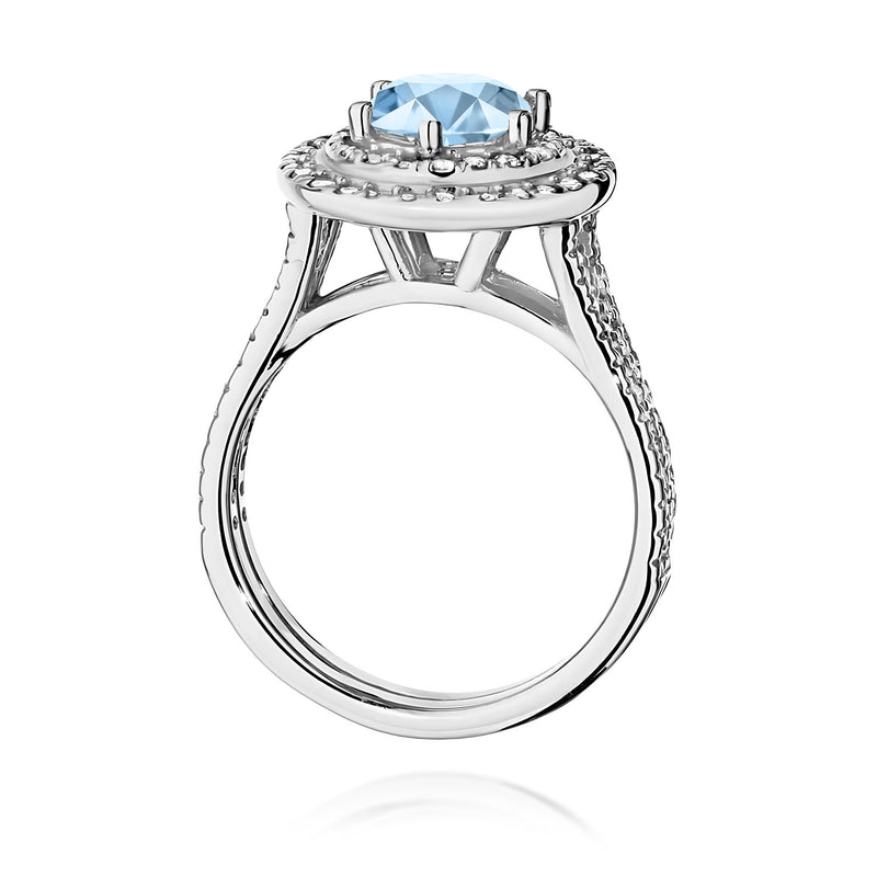 Inel Aur 9K cu Diamante Albastre de Laborator 1.63 ct, imaginea 7 din 8
