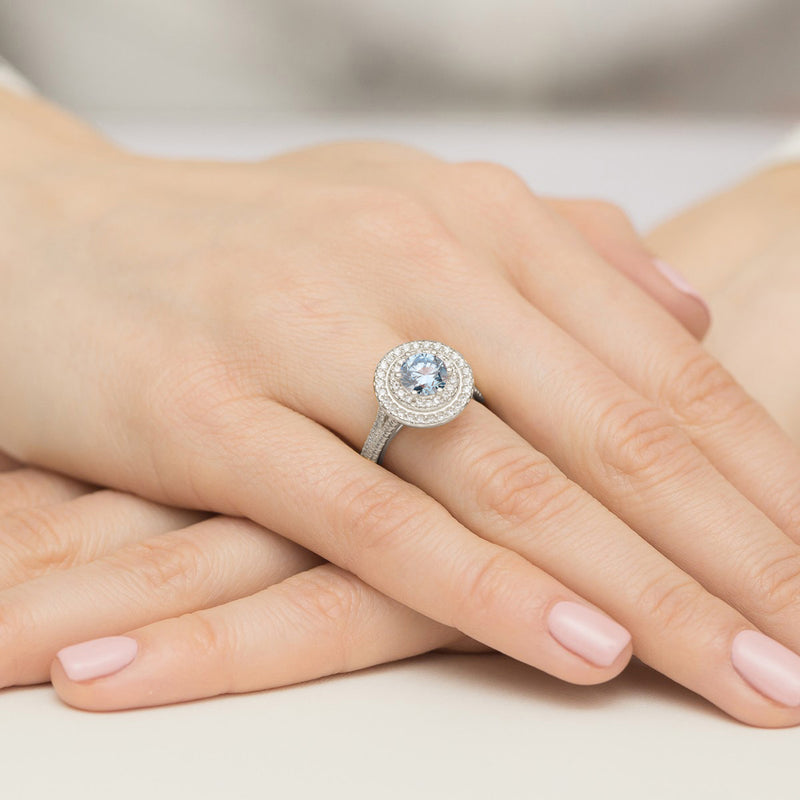 Inel Aur 9K cu Diamante Albastre de Laborator 1.63 ct, imaginea 8 din 8