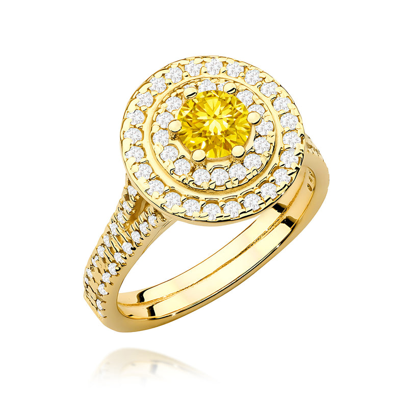 Inel Aur 9K cu Diamante Galbene de Laborator 1.11 ct — Aur galben
