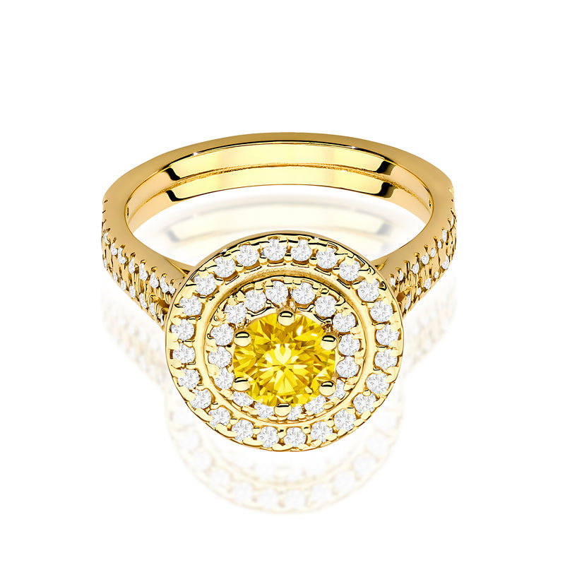 Inel Aur 9K cu Diamante Galbene de Laborator 1.11 ct, imaginea 2 din 8