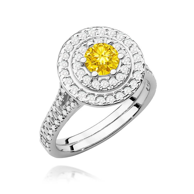 Inel Aur 9K cu Diamante Galbene de Laborator 1.11 ct, imaginea 5 din 8
