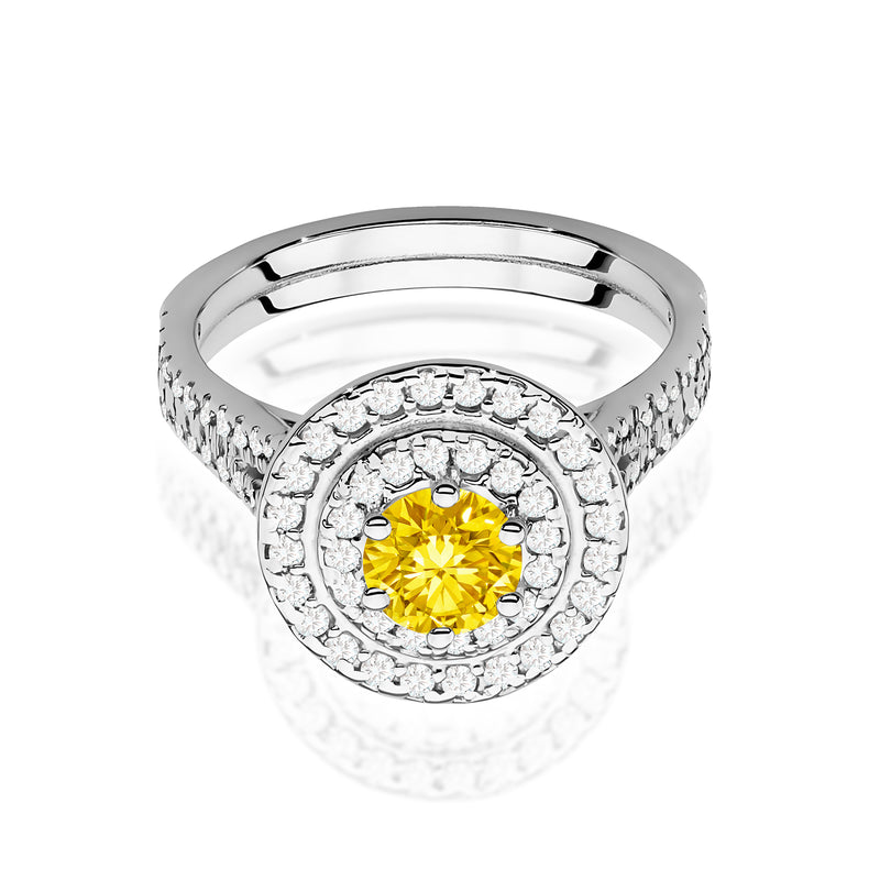 Inel Aur 9K cu Diamante Galbene de Laborator 1.11 ct, imaginea 6 din 8