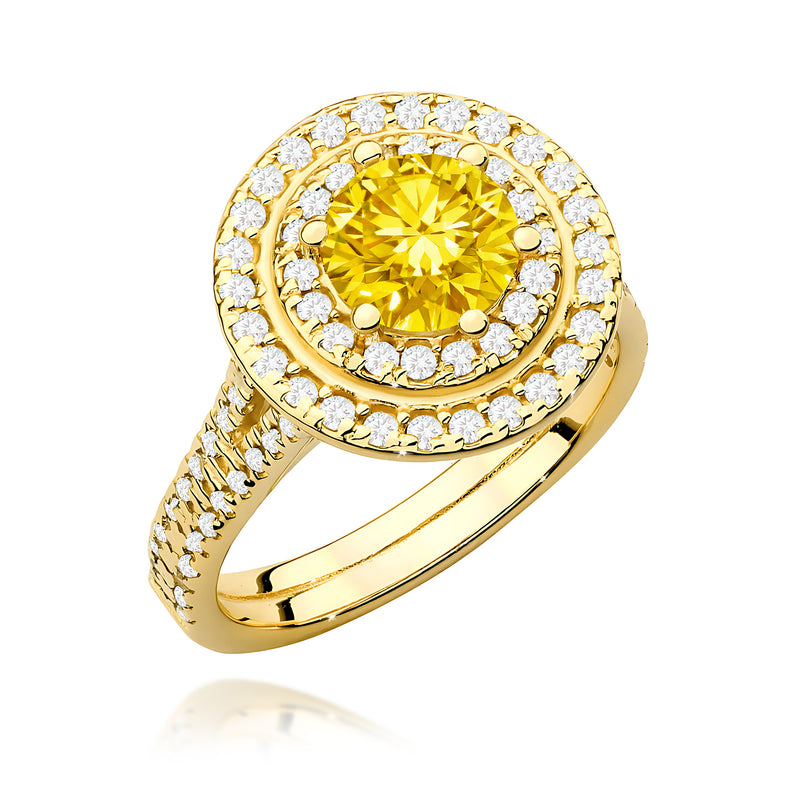 Inel Aur 9K cu Diamante Galbene de Laborator 1.63 ct — Aur galben