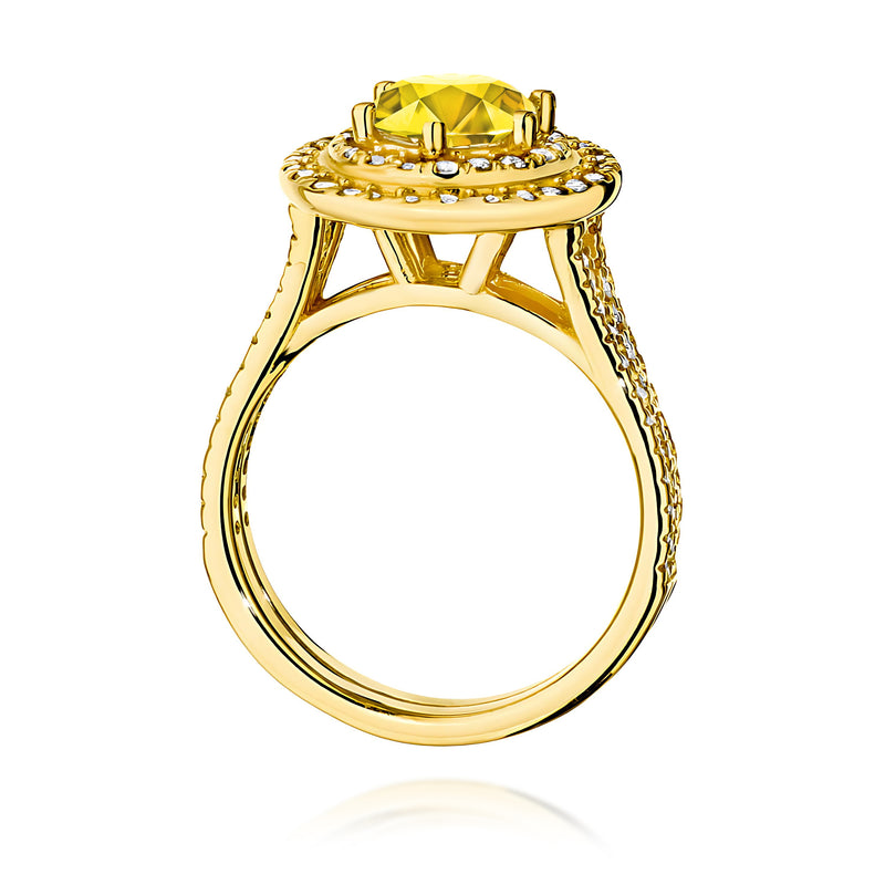 Inel Aur 9K cu Diamante Galbene de Laborator 1.63 ct, imaginea 3 din 8