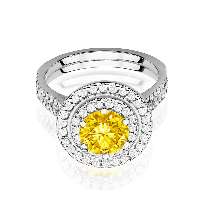 Inel Aur 9K cu Diamante Galbene de Laborator 1.63 ct, imaginea 6 din 8
