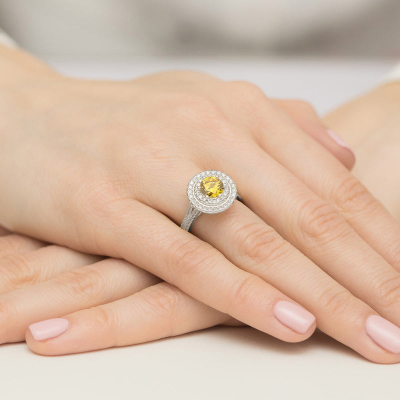 Inel Aur 9K cu Diamante Galbene de Laborator 1.63 ct, imaginea 8 din 8