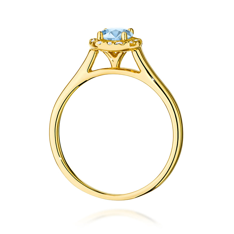 Inel Aur 9K cu Diamante Albastre de Laborator 0.62 ct, imaginea 3 din 8