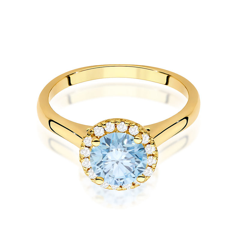 Inel Aur 9K cu Diamante Albastre de Laborator 1.14 ct, imaginea 2 din 8