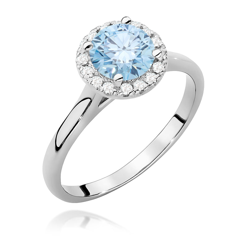 Inel Aur 9K cu Diamante Albastre de Laborator 1.14 ct, imaginea 5 din 8