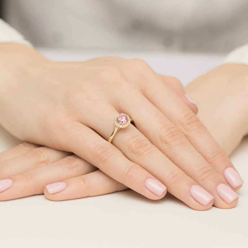 Inel Aur 9K cu Diamante Roz de Laborator 1.14 ct, imaginea 4 din 8