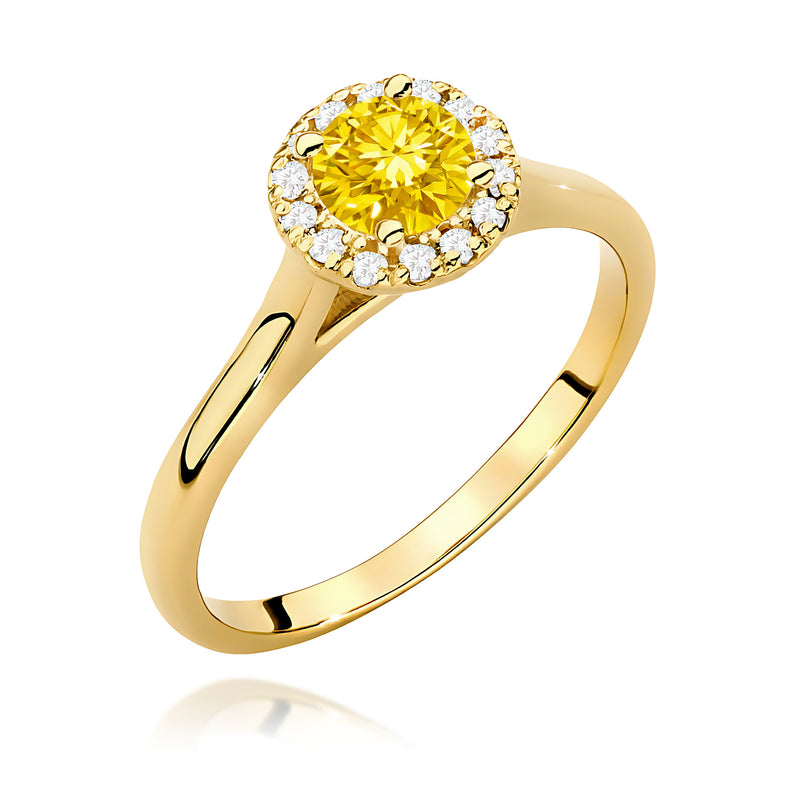 Inel Aur 9K cu Diamante Galbene de Laborator 0.62 ct — Aur galben