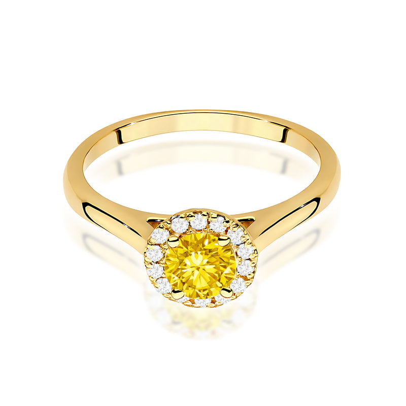 Inel Aur 9K cu Diamante Galbene de Laborator 0.62 ct, imaginea 2 din 8
