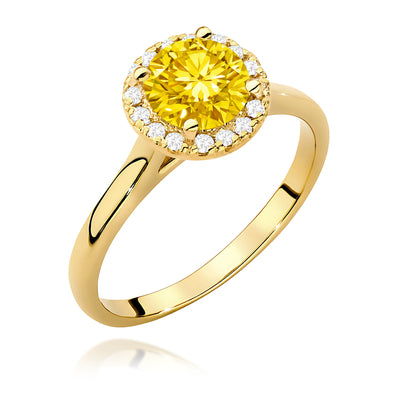 Inel Aur 9K cu Diamante Galbene de Laborator 1.14 ct