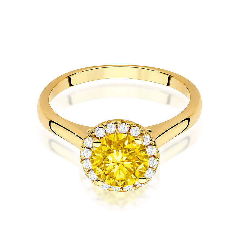 Inel Aur 9K cu Diamante Galbene de Laborator 1.14 ct, imaginea 2 din 8