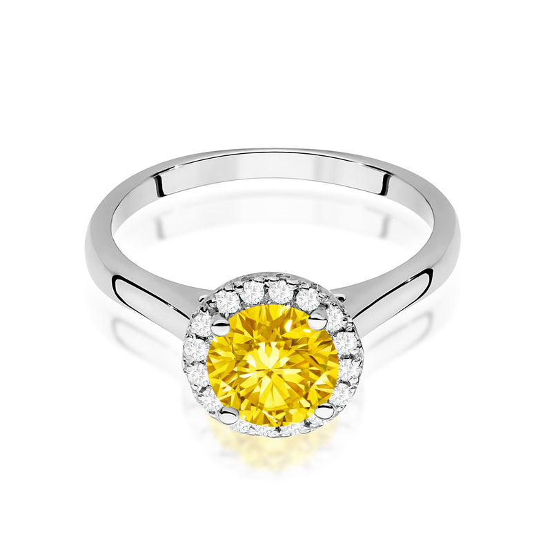 Inel Aur 9K cu Diamante Galbene de Laborator 1.14 ct, imaginea 6 din 8