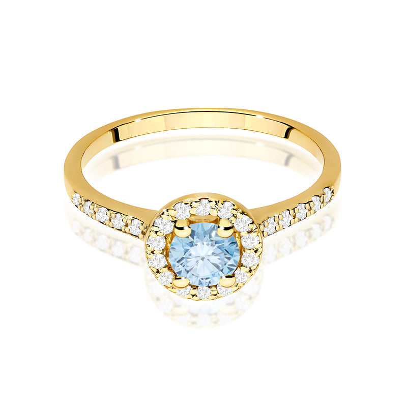 Inel Aur 9K cu Diamante Albastre de Laborator 0.74 ct, imaginea 2 din 8