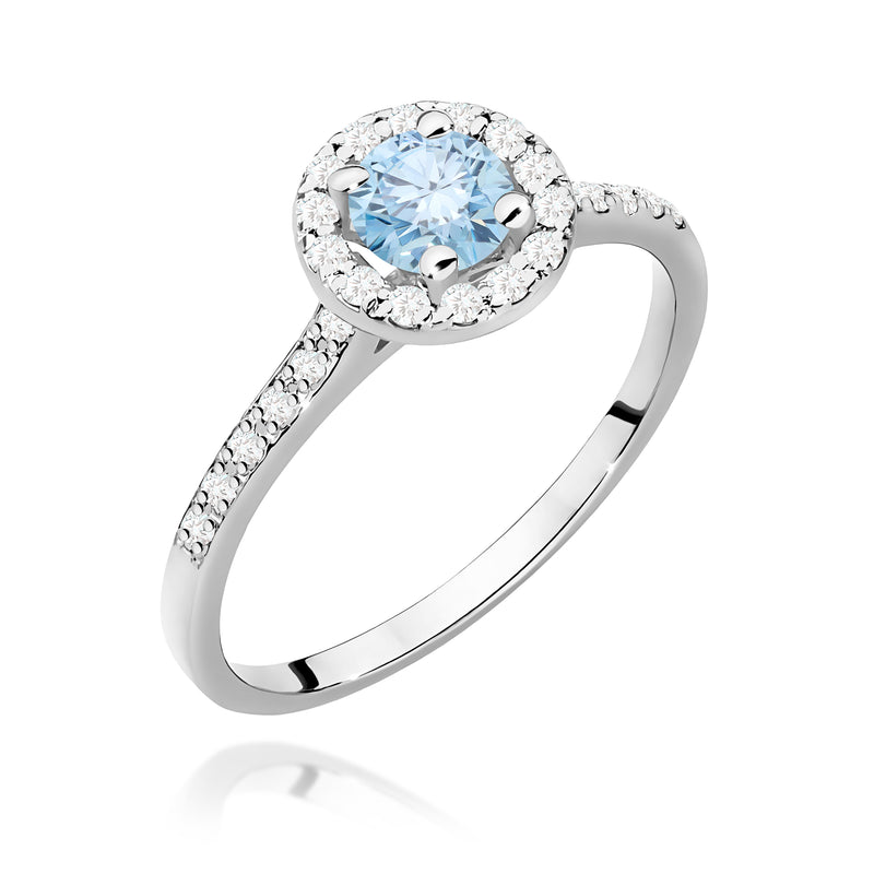 Inel Aur 9K cu Diamante Albastre de Laborator 0.74 ct, imaginea 5 din 8