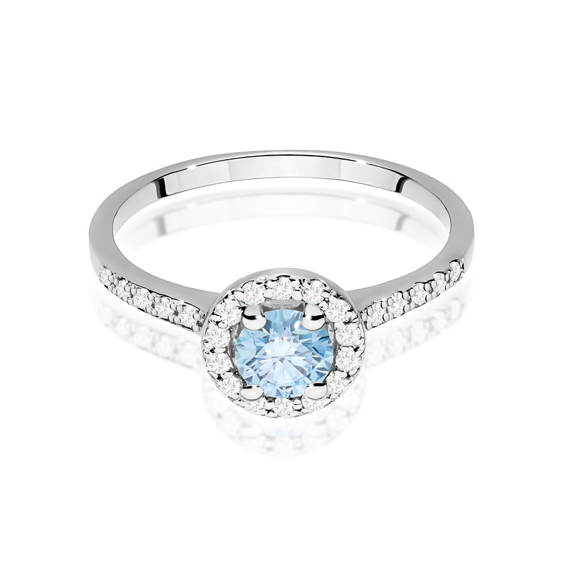 Inel Aur 9K cu Diamante Albastre de Laborator 0.74 ct, imaginea 6 din 8