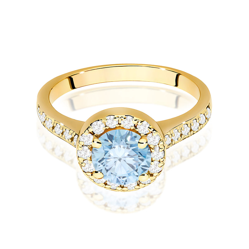 Inel Aur 9K cu Diamante Albastre de Laborator 1.38 ct, imaginea 2 din 8