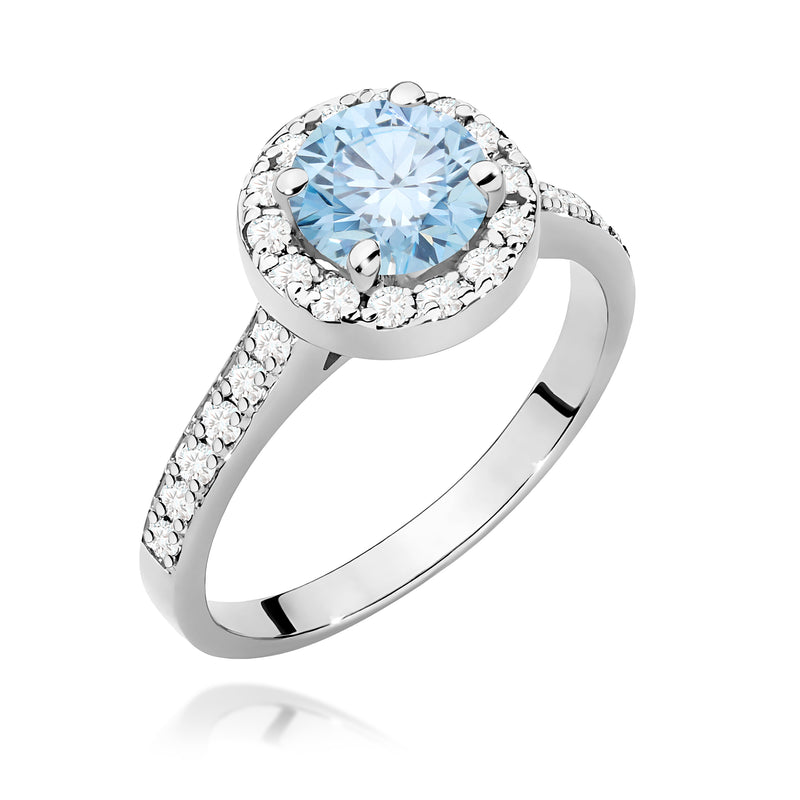 Inel Aur 9K cu Diamante Albastre de Laborator 1.38 ct, imaginea 5 din 8