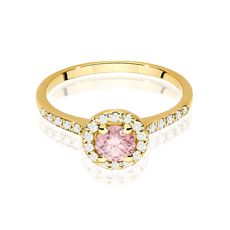 Inel Aur 9K cu Diamante Roz de Laborator 0.74 ct, imaginea 2 din 8