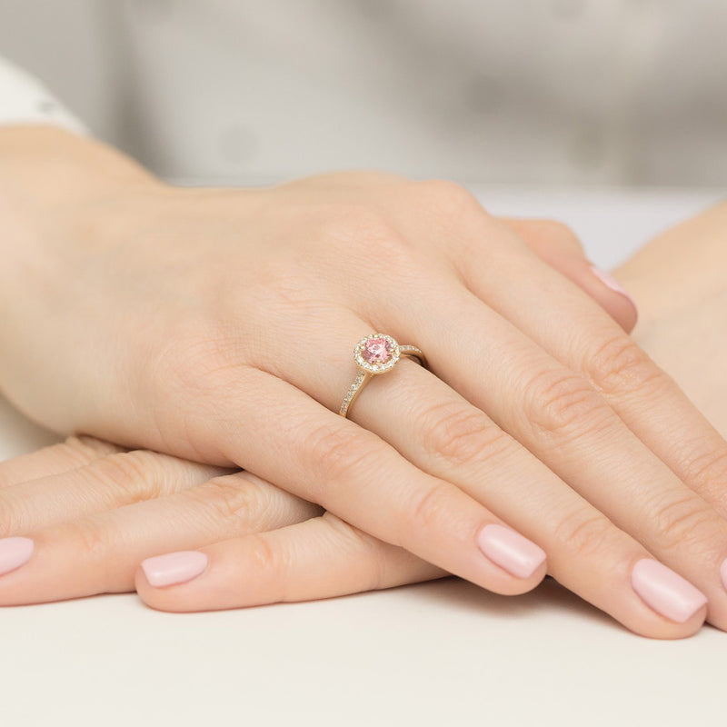Inel Aur 9K cu Diamante Roz de Laborator 0.74 ct, imaginea 4 din 8