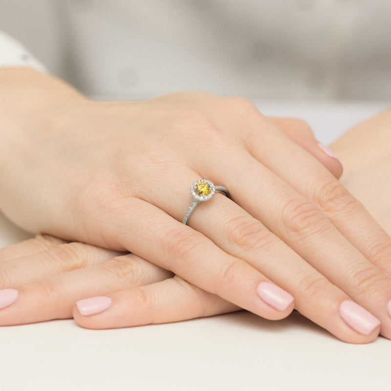 Inel Aur 9K cu Diamante Galbene de Laborator 0.74 ct, imaginea 8 din 8