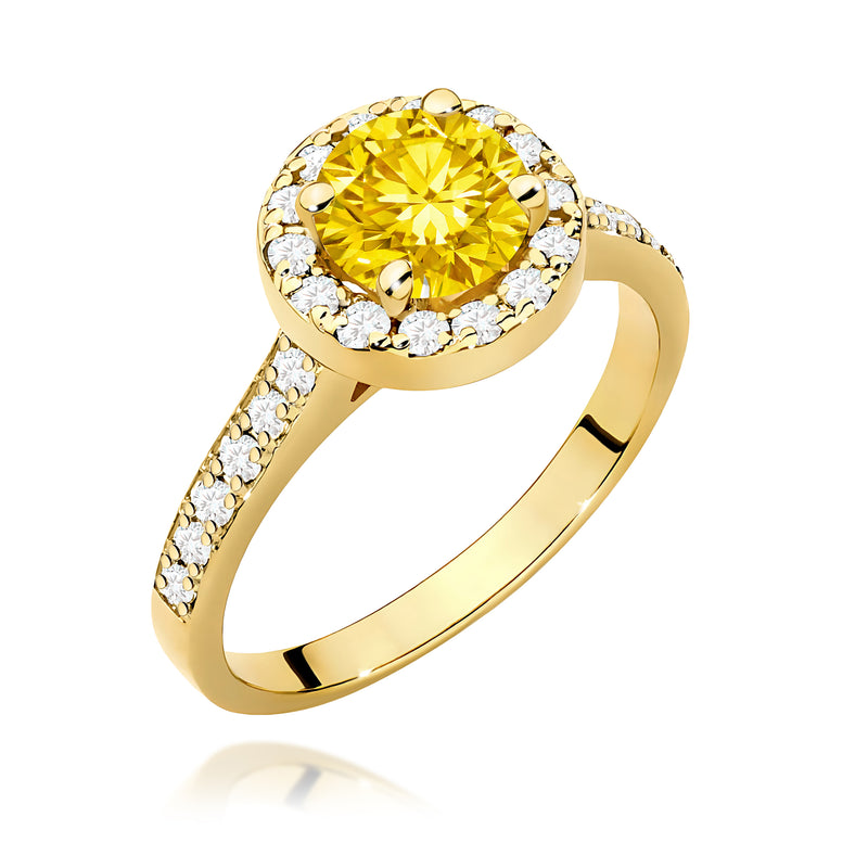 Inel Aur 9K cu Diamante Galbene de Laborator 1.38 ct — Aur galben