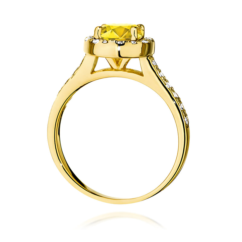 Inel Aur 9K cu Diamante Galbene de Laborator 1.38 ct, imaginea 3 din 8