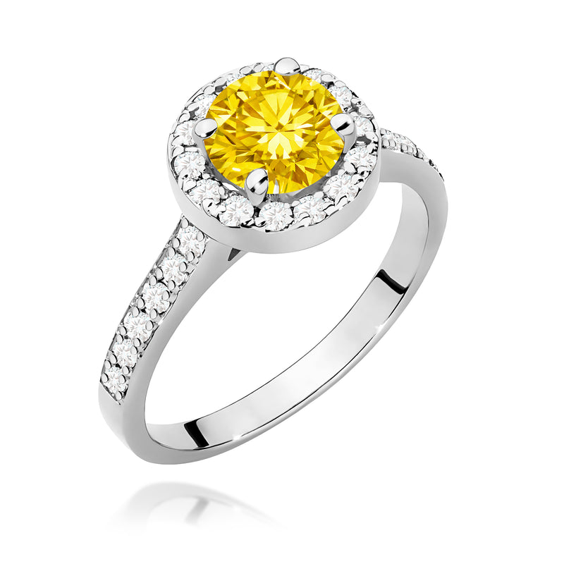 Inel Aur 9K cu Diamante Galbene de Laborator 1.38 ct, imaginea 5 din 8