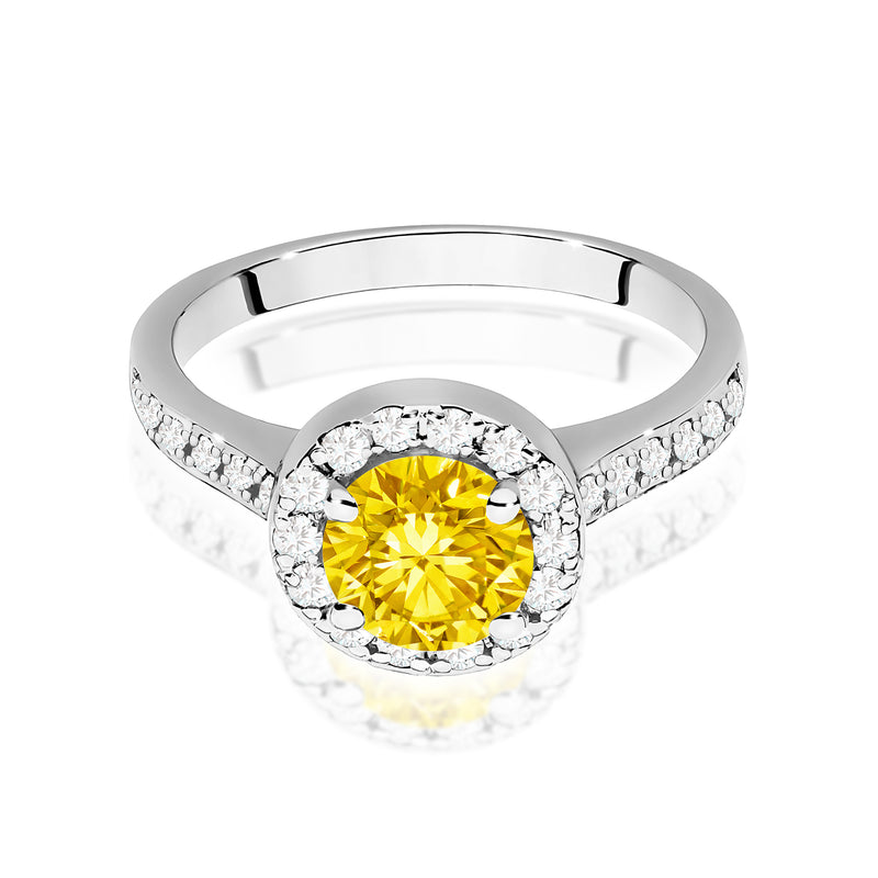 Inel Aur 9K cu Diamante Galbene de Laborator 1.38 ct, imaginea 6 din 8