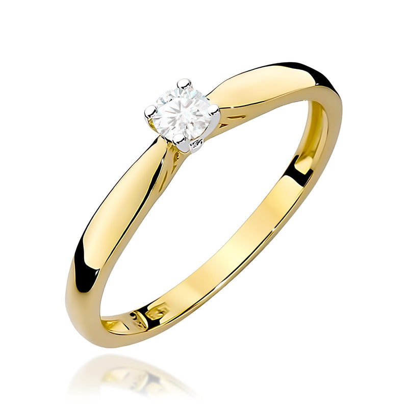Inel Aur 14K cu Diamant de Laborator 0.10 ct — Aur galben