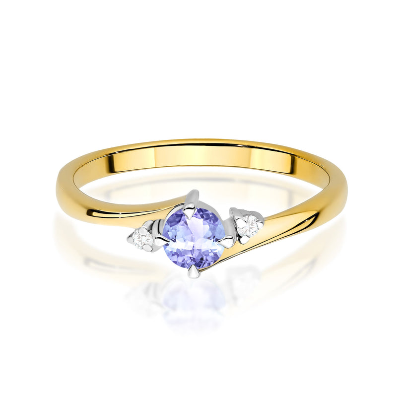 Inel Aur 14K cu Tanzanit 0.35 ct si Diamante Naturale 0.03 ct, imaginea 2 din 12