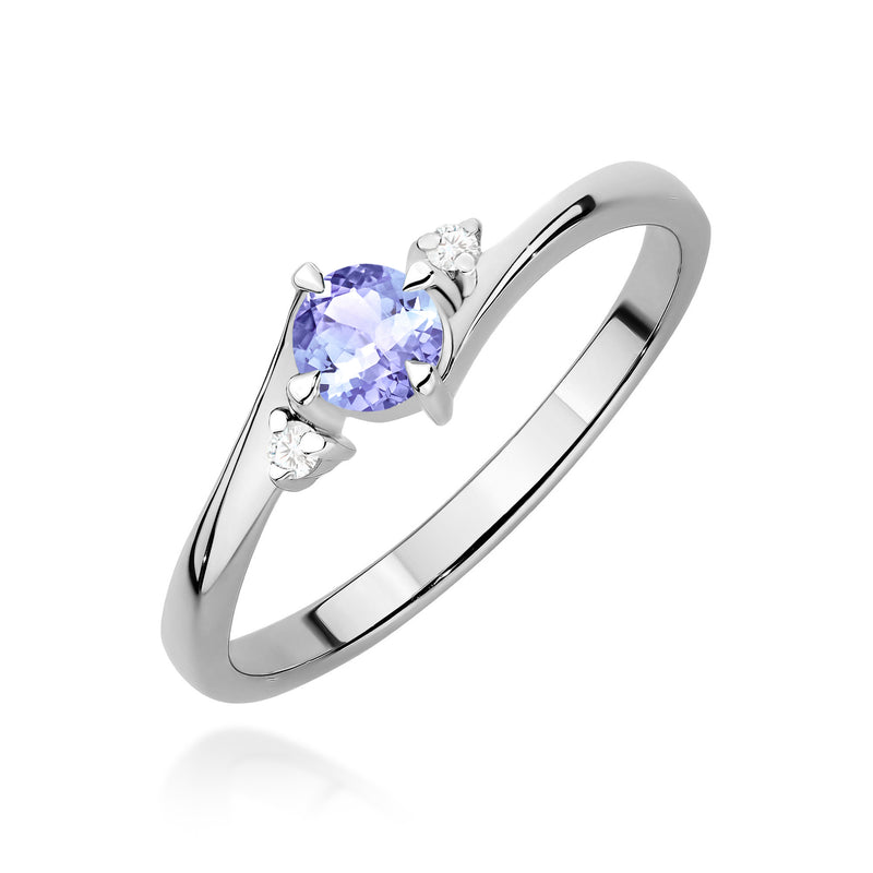 Inel Aur 14K cu Tanzanit 0.35 ct si Diamante Naturale 0.03 ct, imaginea 9 din 12